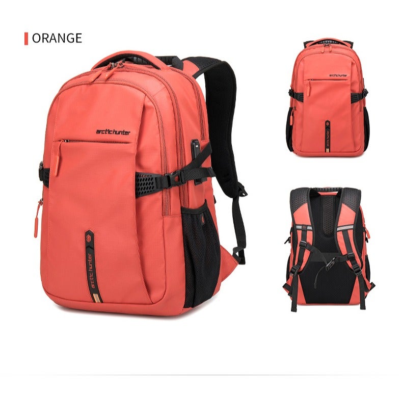 ARCTIC HUNTER Travel Daypack Water Repellant Scratch Resistant 30L Backpack with Built In USB/Headphone Port for Men and Women B00388 Orange - Image 5